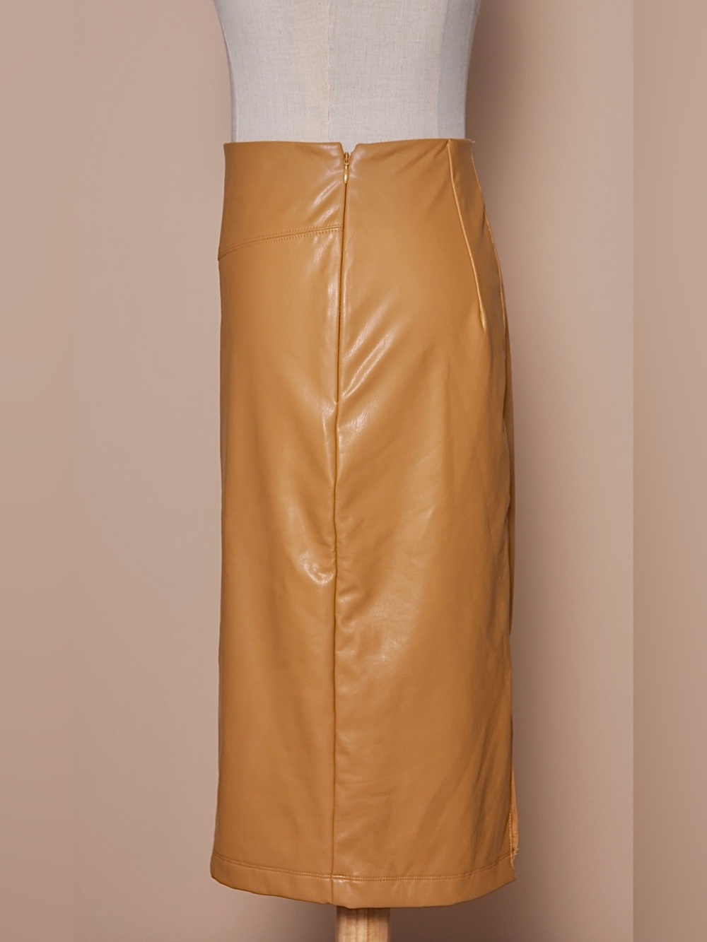 Express XS Camel Faux Leather Stretch Pencil Skirt - Picture 5 of 5